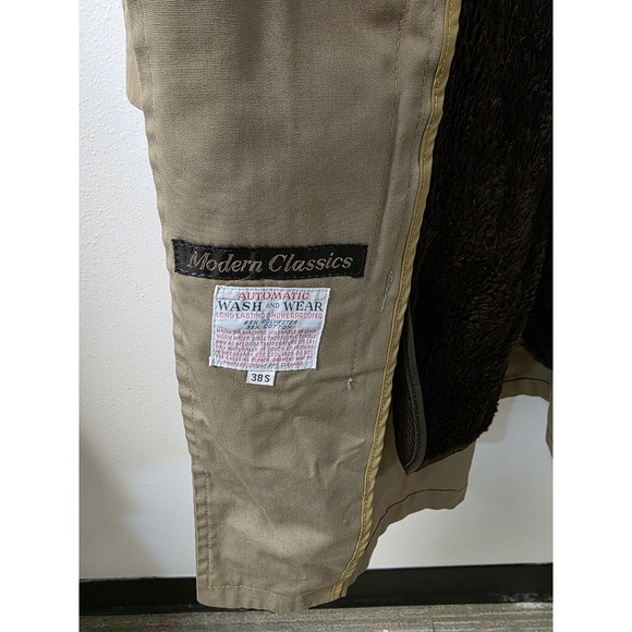 Vintage Glen Eagles Modern Classics Trench Coat Mens 38S Tan Faux Fur Lined - Picture 6 of 7